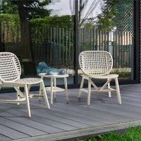 Wyld and Coco Off-White Bistro Set - 2 Low Chairs and Table in White