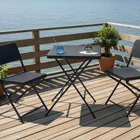 Wyld and Coco Black Foldable Bistro Set - Table and 2 Chairs Weatherproof