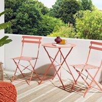 Wyld and Coco Coral Red 3-Piece Folding Metal Bistro Set Outdoor