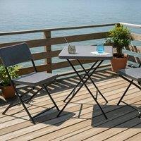 Wyld and Coco Bistro Set Grey - Foldable Weatherproof Table and 2 Chairs