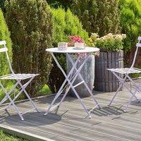 Wyld and Coco Purple Metal Folding Slatted Seat Back Outdoor Bistro Set in Violet