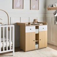 Wyld and Coco Nursery Changing Table Dresser Light Brown - Shelves and Drawers