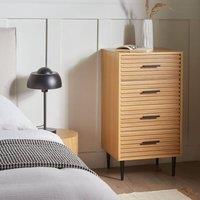 Wyld and Coco 4-Drawer Chest of Drawers Light Brown MDF Iron Legs