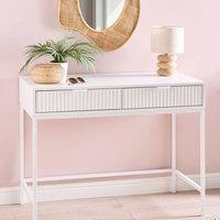 Wyld and Coco 2-Drawer Console Table White MDF Fluted Fronts
