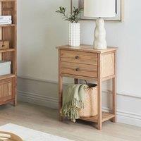 Wyld and Coco Sassafras Console Table 53cm Light Natural Wood 2 Drawers in Brown
