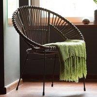 Wyld and Coco Acapulco Rattan Armchair Brown Wicker with Black Metal Legs