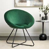 Wyld and Coco Velvetique Accent Chair - Green Velvet Round Seat Retro Minimalist