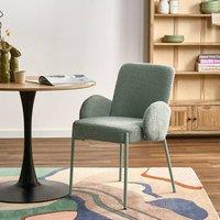 Wyld and Coco Light Green Boucle Dining Chair with Powder-Coated Iron Frame Retro
