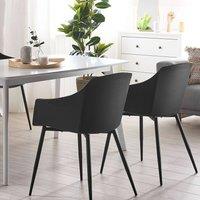Wyld and Coco Black Dining Chairs Set of 2 - Minimalist Armrests Matte Finish