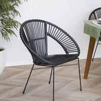 Wyld and Coco Acapulco Rattan Armchair Black Wicker with Metal Legs