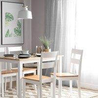 Wyld and Coco Set of 2 White Rubberwood Slat Back Dining Chairs - Cottage Style