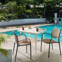 Wyld and Coco Retro Black Plastic Garden Dining Chairs Set of 2