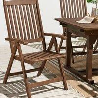 Wyld and Coco Adjustable Foldable Garden Chair Dark Acacia Wood in Brown