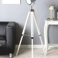 Wyld and Coco Floor Lamp 143cm White Metal Tripod Spotlight Cylindrical Shade