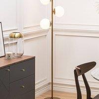 Wyld and Coco Gold Floor Lamp with Three White Glass Shades