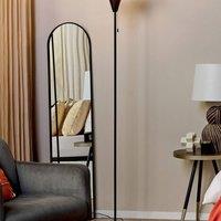 Wyld and Coco 154cm Smoked Glass Floor Lamp - Black Powder-Coated Iron Base