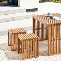 Wyld and Coco Acacia Wood Stools Set of 2 - Light Oil Finish Modern Rustic in Brown