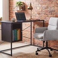 Wyld and Coco Steel Office Desk with Mesh Storage Doors Black Powder-Coated