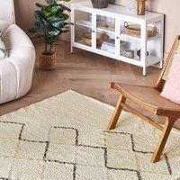 Wyld and Coco Beige Cotton Area Rug 160 x 230 cm Hand-Tufted Geometric | Size: 160 cm x 230 cm