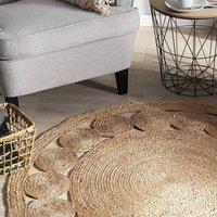Wyld and Coco Beige Jute Braided Round Rug 120cm | Size: 120 cm diameter