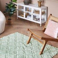 Wyld and Coco Green Geometric Hand-Tufted Cotton Rug 140 x 200 cm | Size: 140 cm x 200 cm