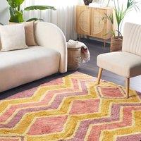 Wyld and Coco Multicolour Cotton Area Rug 140 x 200 cm Hand-Tufted Modern Abstract | Size: 140 cm x 200 cm