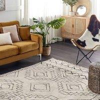 Wyld and Coco Aztec Cotton Rug 140 x 200 cm Beige Black Low Pile | Size: 140 cm x 200 cm