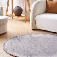 Wyld and Coco Light Grey Round Viscose Rug 140cm Hand-Tufted | Size: 140 cm diameter