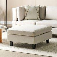 Wyld and Coco Ottoman - Light Beige Polyester Upholstered Square Footstool