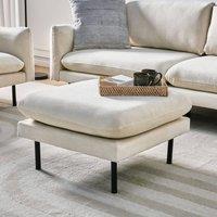 Wyld and Coco Pillow-Top Ottoman Beige Fabric Footstool with Aluminium Legs