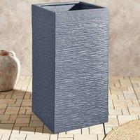 Wyld and Coco Grey Fibre Clay Tall Square Plant Pot - Indoor Outdoor Planter
