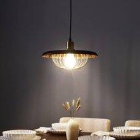 Wyld and Coco Gold-Brown Industrial Open Cage Pendant Lamp in Gold