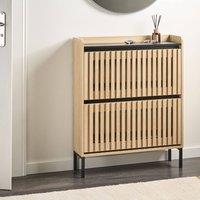Wyld and Coco Tilt-Out Shoe Cabinet - 2 Drawers Light Brown MDF
