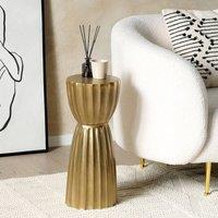 Wyld and Coco Zenith Gold Aluminium Distressed Pillar Side Table 24 cm