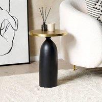 Wyld and Coco Round Metal Side Table 36 cm - Black Base with Gold Top