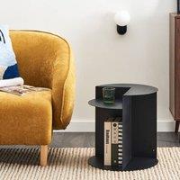 Wyld and Coco Evercraft Black Metal Round Side Table with Built-In Shelf