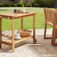 Wyld and Coco Garden Serving Cart 47 x 90cm Acacia 2-Tier Wheeled Trolley in Brown | Size: 47 x 90 cm