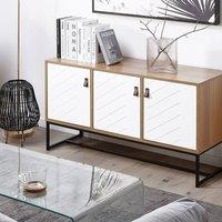 Wyld and Coco Sideboard 3 Doors 62 x 112 cm White and Light Wood