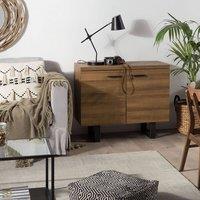 Wyld and Coco Industrial Sideboard 2-Door Dark Brown with Grey Metal Base