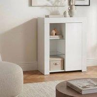 Wyld and Coco White MDF Sideboard - One Door Cabinet with LED Lighting