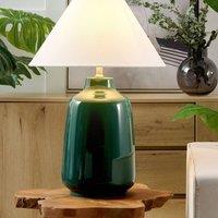 Wyld and Coco Table Lamp - Dark Green Ceramic Base Linen Shade