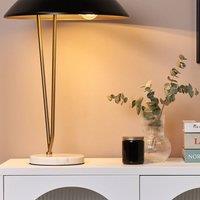Wyld and Coco Marble Base Table Lamp - Black Iron Shade Gold Legs