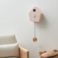 Wyld and Coco Pink Wall Cuckoo Clock Modern House Shaped Design Pendulum