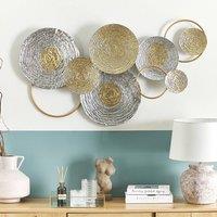Wyld and Coco Gold and Silver Iron Wall Sculpture 110 x 60 cm Modern Circles