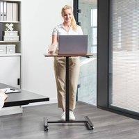 Wyld and Coco Mobile Adjustable Laptop Desk Dark Brown Steel Wheeled Sit Stand