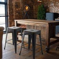 Wyld and Coco Set of 2 Black Steel Bar Stools 60 cm Stackable