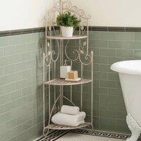 Wyld and Coco 3-Tier Iron Shelving Unit White - Retro Free-Standing Bathroom Storage