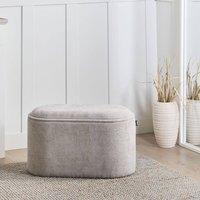 Wyld and Coco Grey Chenille Lift-Top Storage Bench W79 x D38 x H45cm