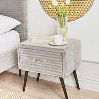 Wyld and Coco Bedside Table - Light Grey Jumbo Corduroy 1 Drawer