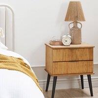 Wyld and Coco Light Pine Bedside Table with 2 Drawers in Brown
